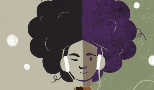 Illustration of person receiving EMDR through headphones