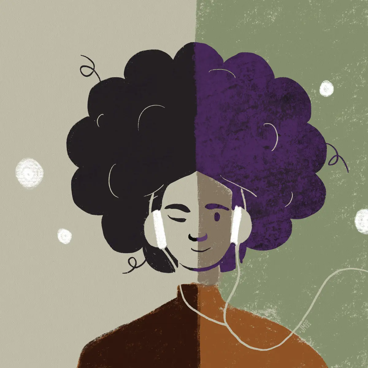 Illustration of person receiving EMDR through headphones