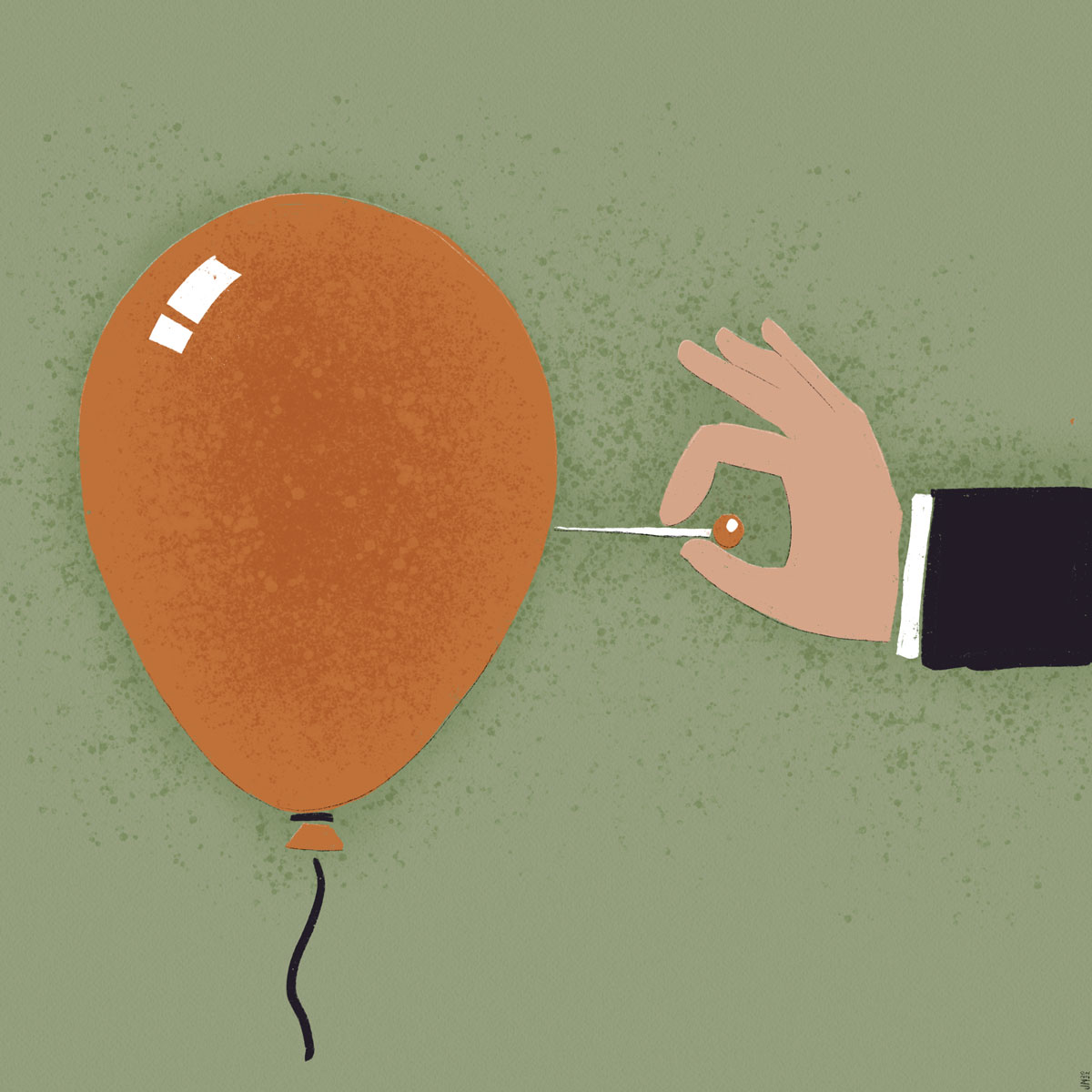 Illustration of pin about to pop balloon