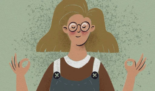 Illustration of woman practicing mindful eating