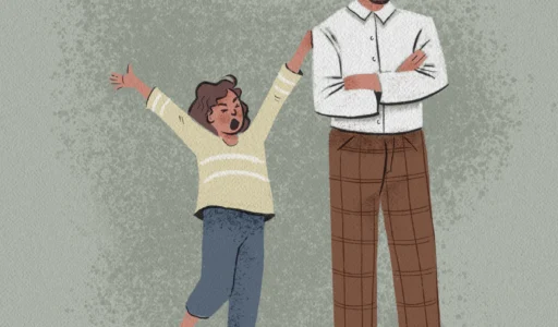 Illustration of child experiencing childhood emotional neglect by clueless father
