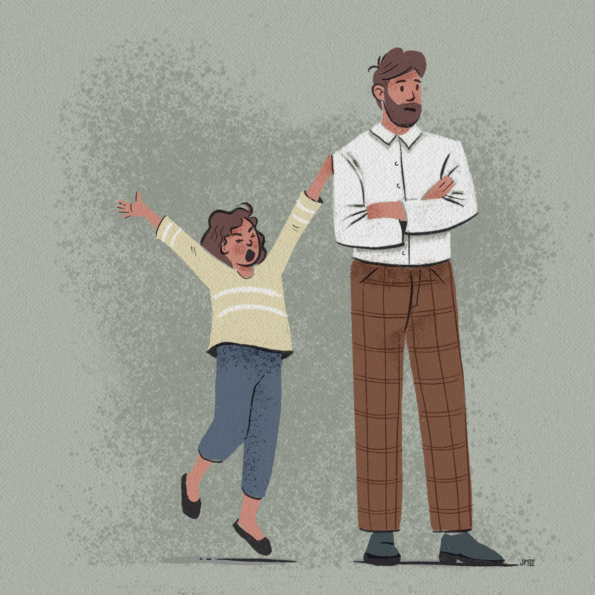 Illustration of child experiencing childhood emotional neglect by clueless father