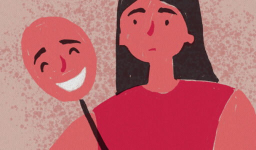 Illustration of girl with a mask to represent autism in women