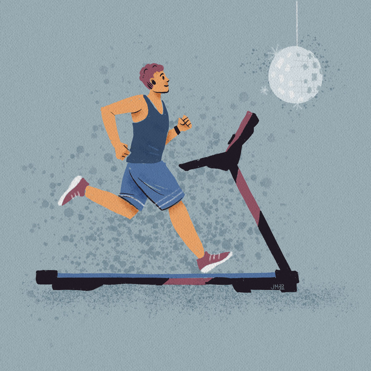 Illustration of man working out as part of New Year's resolution