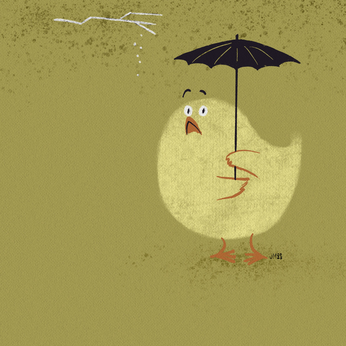 Illustration of Chicken Little trying to stop catastrophizing