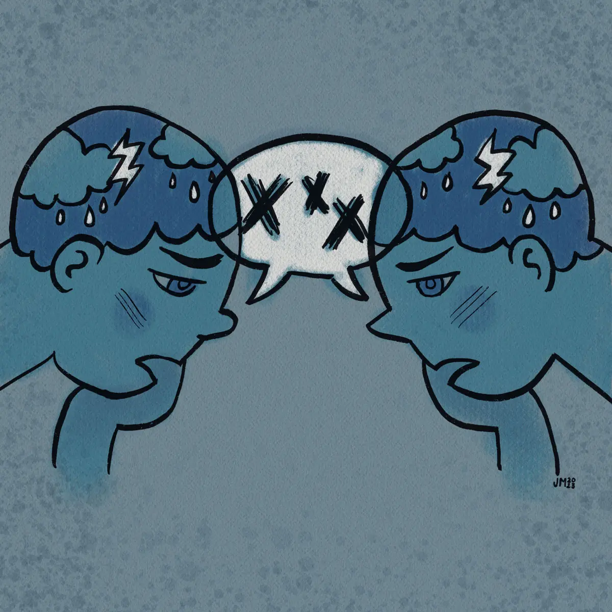Illustration of two people engaging in co-rumination