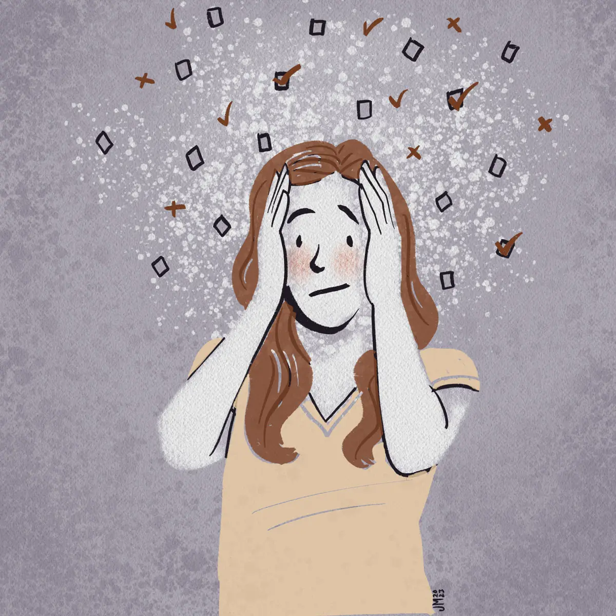 Illustration of person with ADHD paralysis