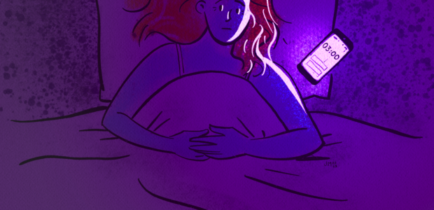 Illustration of a person awake again at 3am