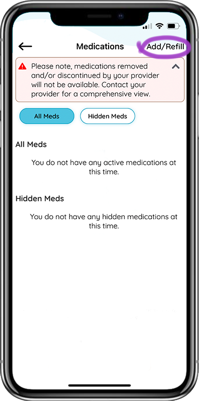Healow app request refill page