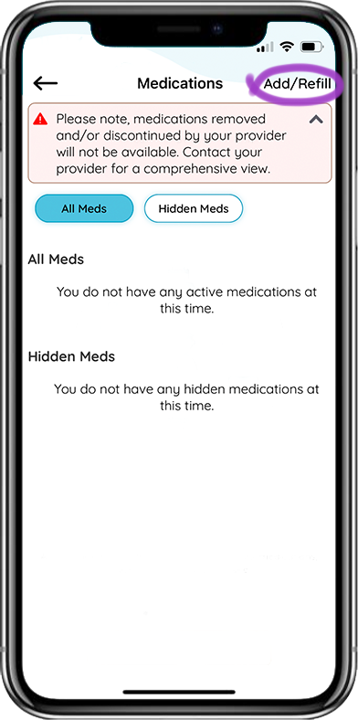 Healow app request refill page
