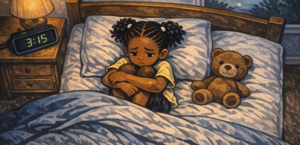 Unhappy child can't sleep at night because of nightmares