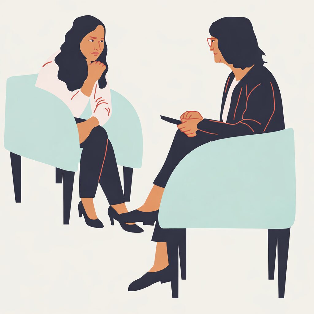 Person receiving individual therapy as part of an intensive outpatient program (IOP) for mental health care