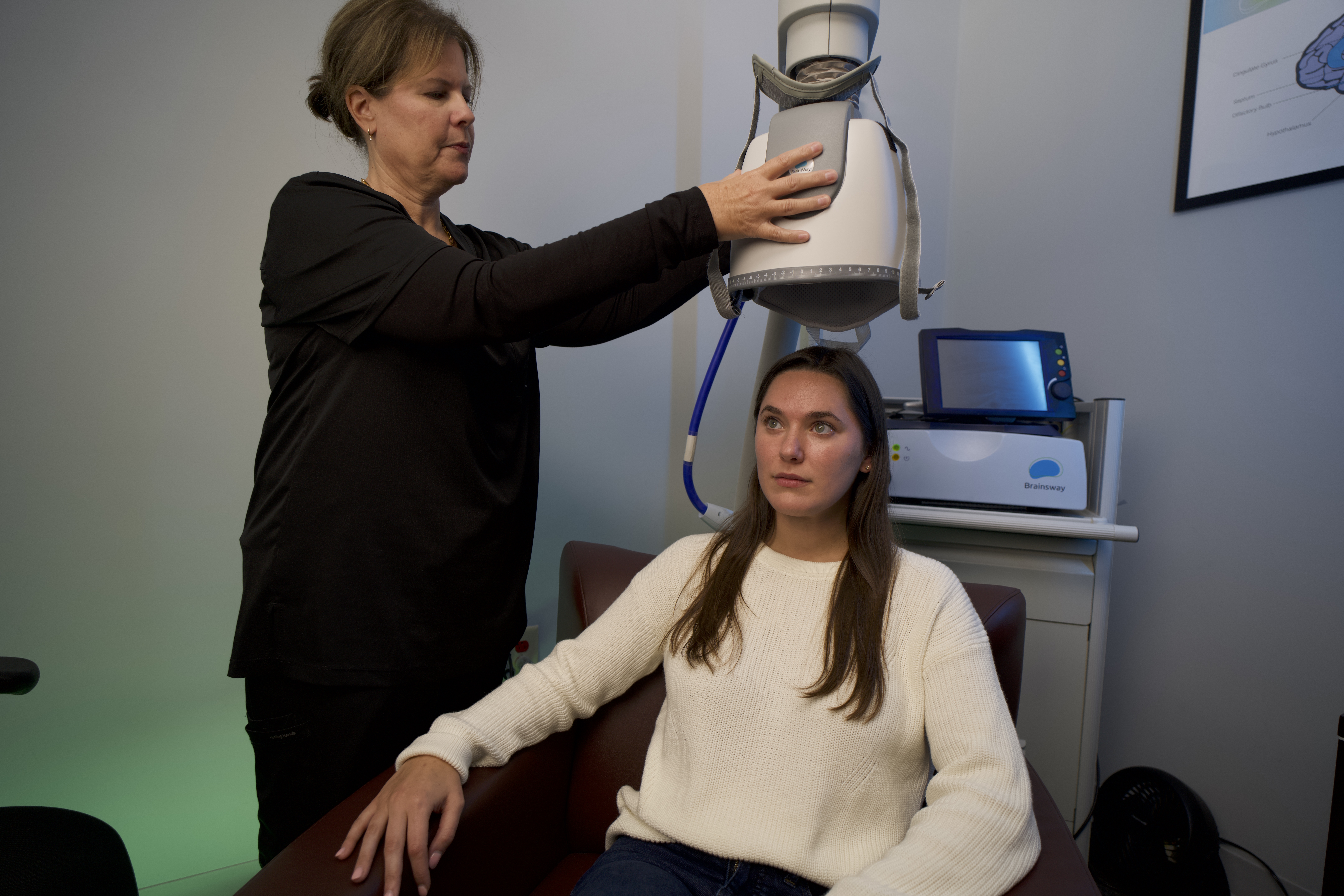 TMS patient begins her sessions for treatment-resistant depression, with no medication or side effects.