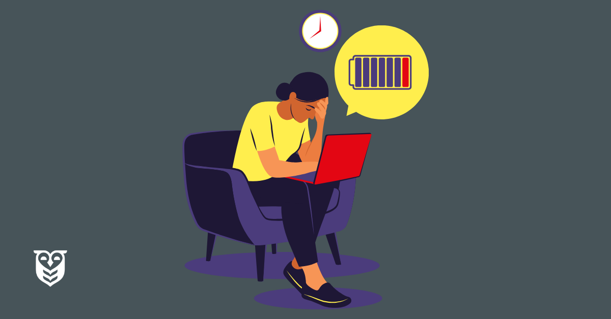 Woman experiencing burnout tries to work and can't