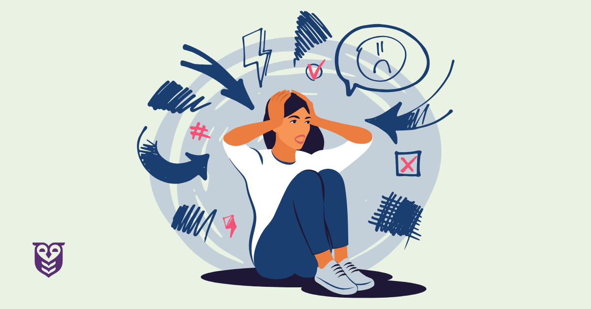 Woman is experiencing a lot of stress and needs professional help.