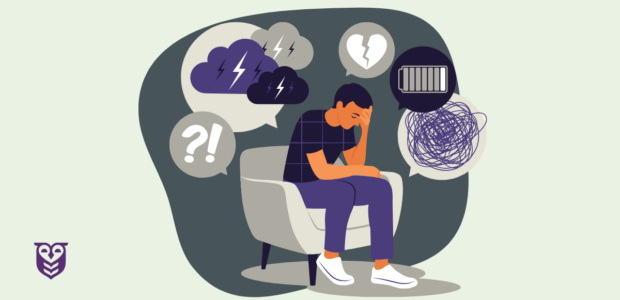 Stressed man feels overwhelmed by chronic stress and needs help.