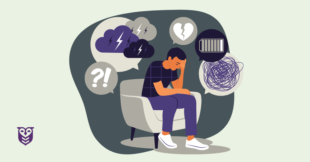 Stressed man feels overwhelmed by chronic stress and needs help.