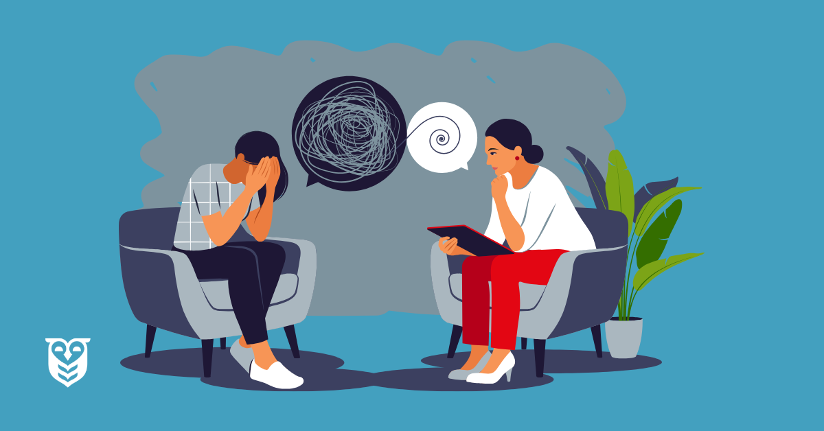 A person experiencing chronic stress receives help from a therapist. 