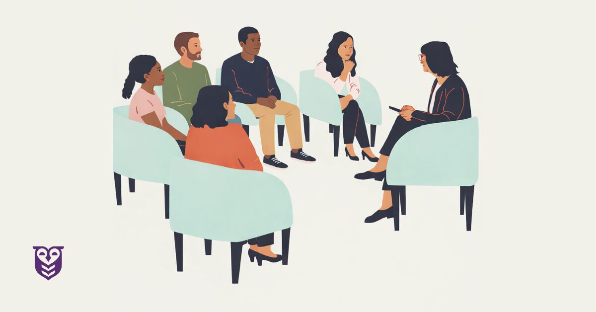 Person benefits from group therapy sessions as part of an IOP program.