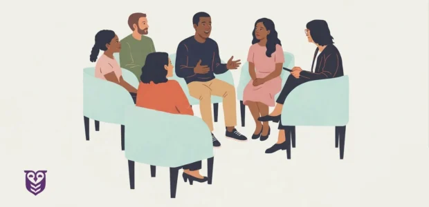 A group of people benefit from group therapy as part of an IOP program.