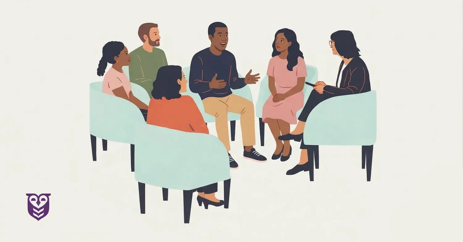 A group of people benefit from group therapy as part of an IOP program.