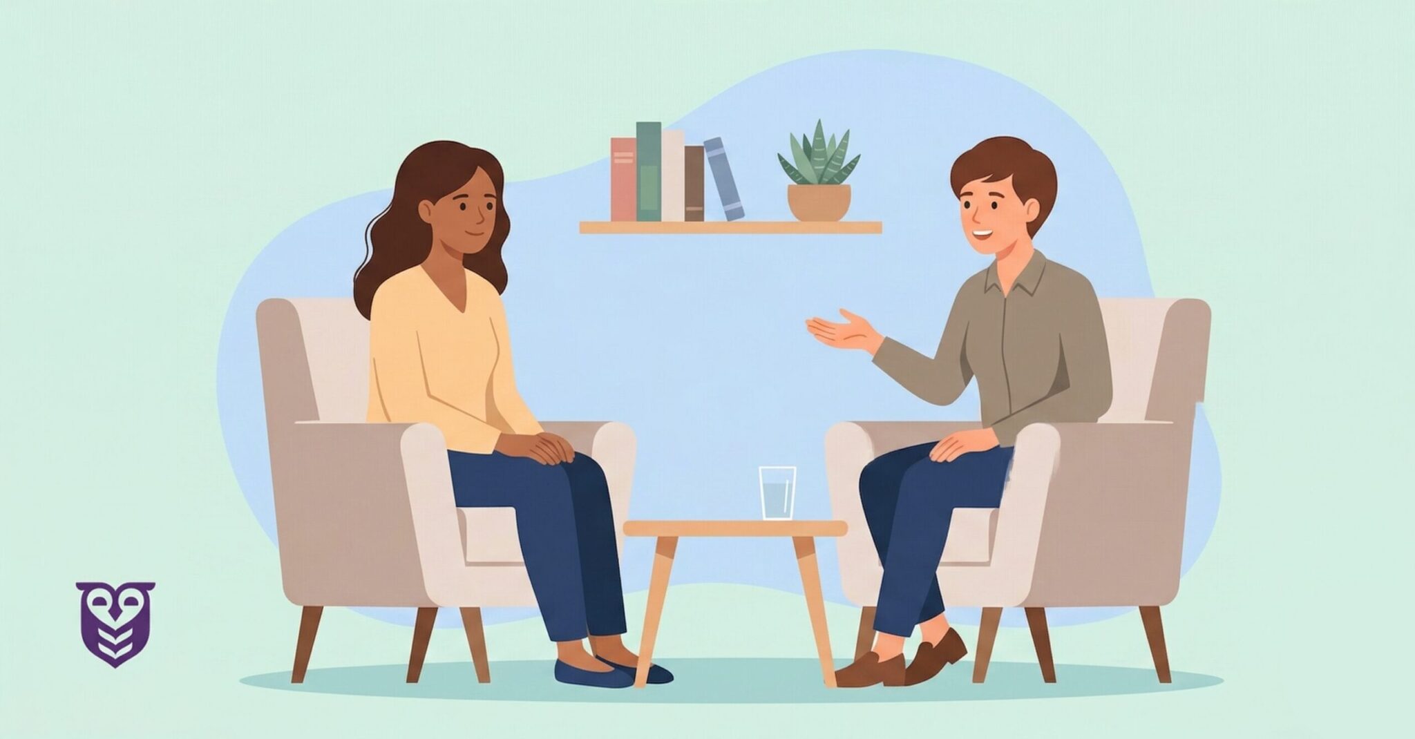 Woman benefits from talk therapy