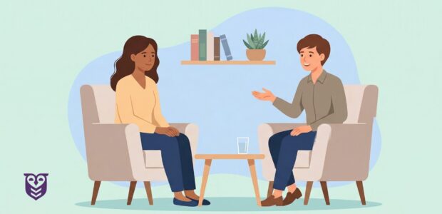 Woman benefits from talk therapy